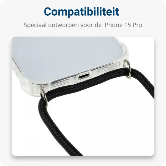 Apple iPhone 15 Pro Hoesje met Koord Schokbestendig TPU Transparant afbeelding 4