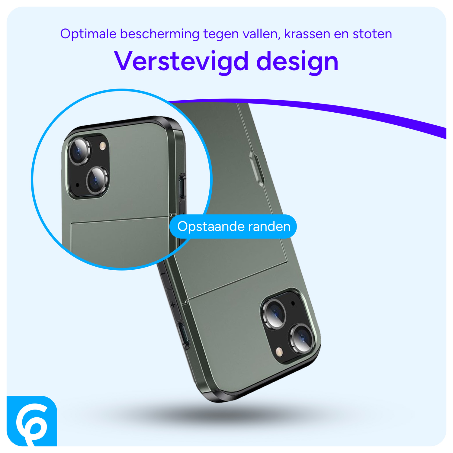 Apple iPhone 15 Hoesje met Slider Kaarthouder Back Cover Groen afbeelding 2
