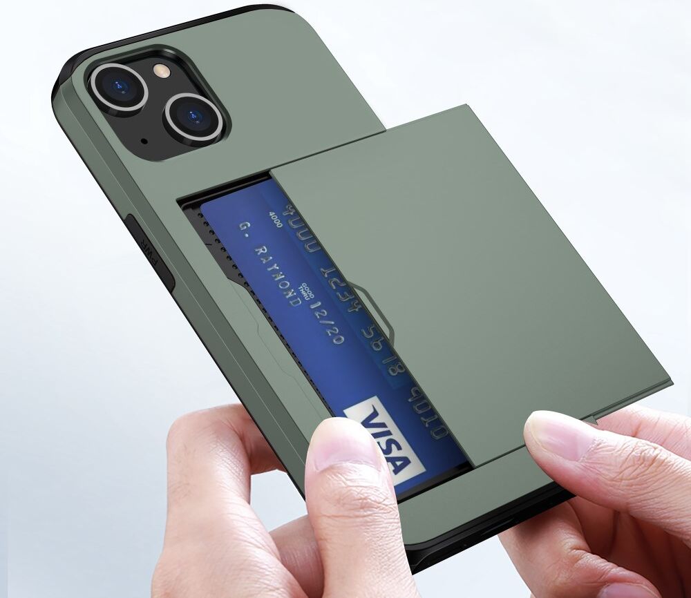 Apple iPhone 15 Plus Hoesje met Slider Kaarthouder Back Cover Groen afbeelding 15