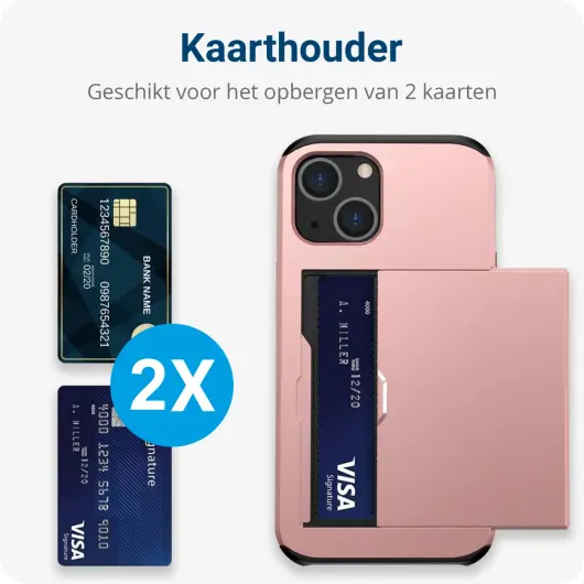 Apple iPhone 15 Hoesje met Slider Kaarthouder Back Cover Roze afbeelding 4