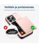 Apple iPhone 15 Pro Hoesje met Slider Kaarthouder Back Cover Roze