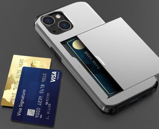 Apple iPhone 15 Hoesje met Slider Kaarthouder Back Cover Grijs afbeelding 17