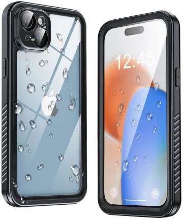 SBG iPhone 15 Plus Waterdicht Hoesje Schokbestendig Transparant/Zwart Hoesjes