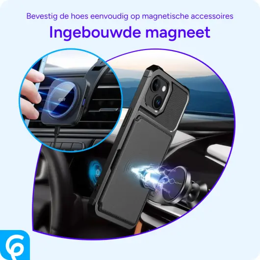 Apple iPhone 15 3 in 1 Back Cover Portemonnee Hoesje Zwart afbeelding 6