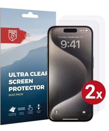 Rosso Apple iPhone 15 Pro Screen Protector Ultra Clear Duo Pack Screen Protectors