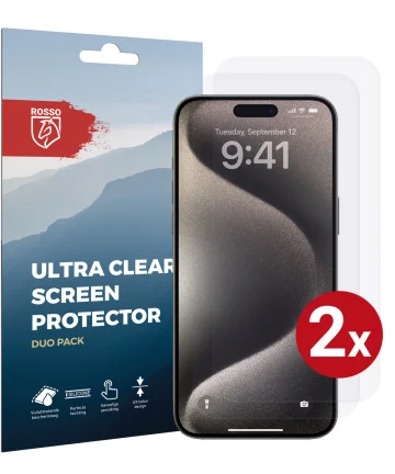 Rosso Apple iPhone 15 Pro Max Screen Protector Ultra Clear Duo Pack Screen Protectors