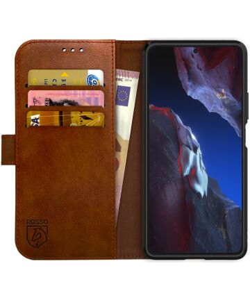 Rosso Element Xiaomi Poco F5 Pro Hoesje Book Case Wallet Bruin Hoesjes
