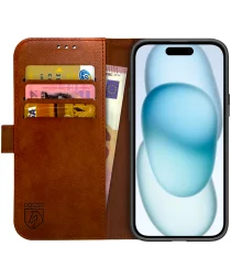Rosso Element Apple iPhone 15 Hoesje Book Case Wallet Bruin