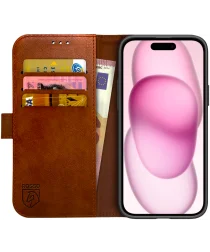 Rosso Element Apple iPhone 15 Plus Hoesje Book Case Wallet Bruin