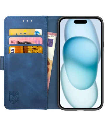 Rosso Element Apple iPhone 15 Hoesje Book Case Wallet Blauw Hoesjes