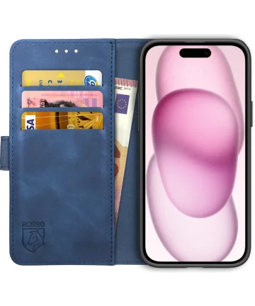Rosso Element Apple iPhone 15 Plus Hoesje Book Case Wallet Blauw Hoesjes