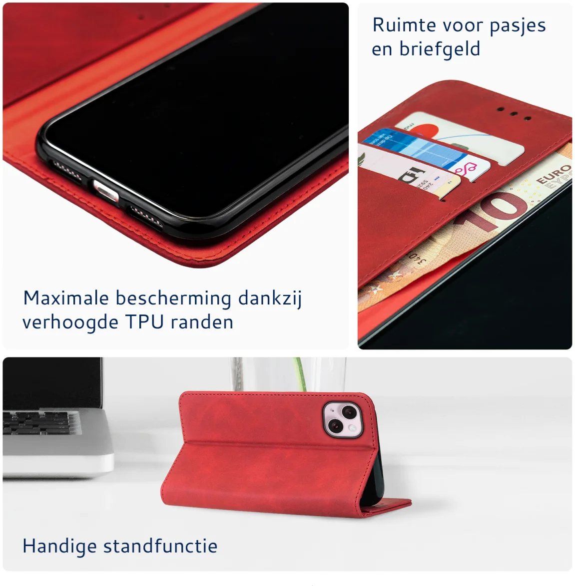 Rosso Element Apple iPhone 15 Plus Hoesje Book Case Wallet Rood afbeelding 3