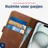 Rosso Deluxe Apple iPhone 15 Hoesje Echt Leer Book Case Bruin afbeelding 5