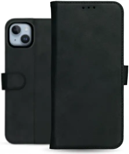 Rosso Deluxe Apple iPhone 15 Plus Hoesje Echt Leer Book Case Zwart afbeelding 11