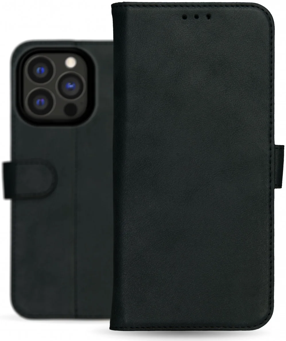 Rosso Deluxe Apple iPhone 15 Pro Hoesje Echt Leer Book Case Zwart afbeelding 11