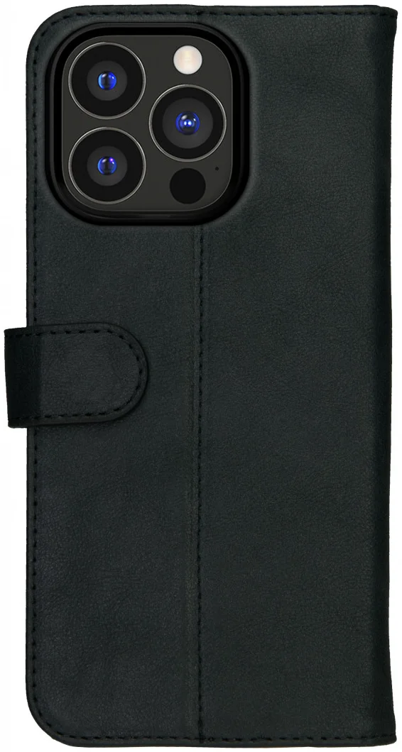 Rosso Deluxe Apple iPhone 15 Pro Hoesje Echt Leer Book Case Zwart afbeelding 9