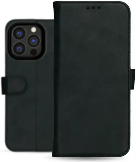 Rosso Deluxe Apple iPhone 15 Pro Hoesje Echt Leer Book Case Zwart afbeelding 11