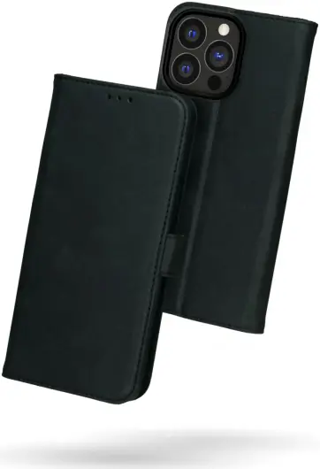 Rosso Deluxe Apple iPhone 15 Pro Hoesje Echt Leer Book Case Zwart afbeelding 2