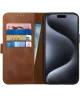 Rosso Deluxe Apple iPhone 15 Pro Max Hoesje Echt Leer Book Case Bruin