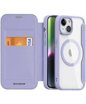 Dux Ducis Skin X Pro Apple iPhone 15 Hoesje MagSafe Book Case Paars Hoesjes