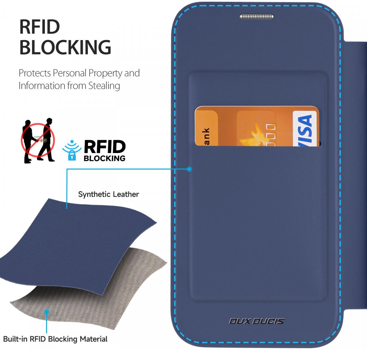 Dux Ducis Skin X Pro iPhone 15 Plus Hoesje MagSafe Book Case Blauw afbeelding 3