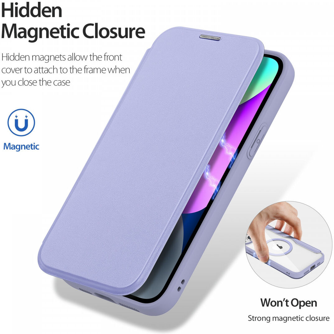 Dux Ducis Skin X Pro iPhone 15 Plus Hoesje MagSafe Book Case Paars afbeelding 5