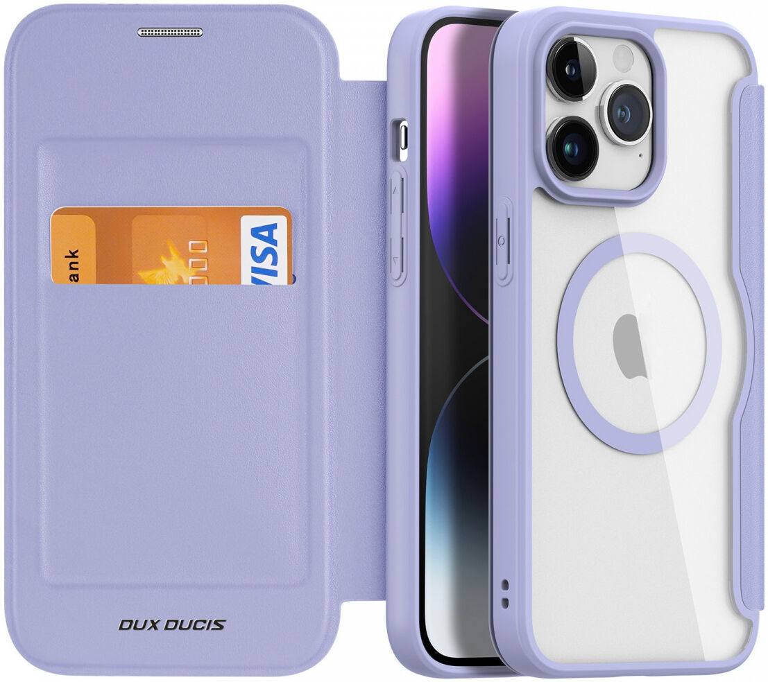 Dux Ducis Skin X Pro iPhone 15 Pro Hoesje MagSafe Book Case Paars afbeelding 1
