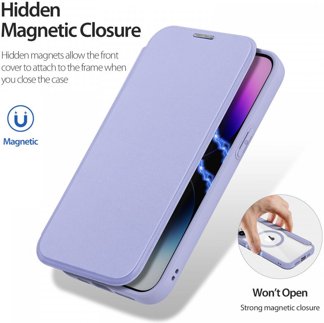 Dux Ducis Skin X Pro iPhone 15 Pro Hoesje MagSafe Book Case Paars afbeelding 2