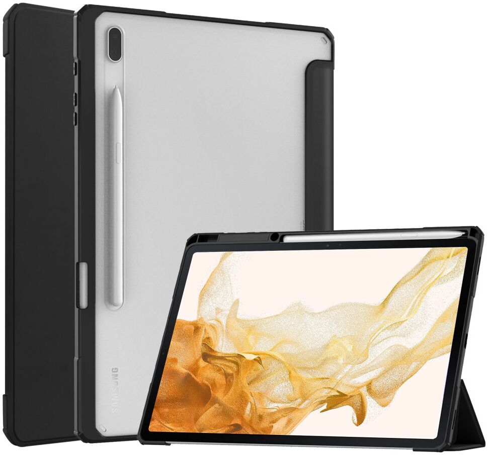 Samsung Galaxy Tab S8 Plus Hoes Tri-Fold Book Case met Standaard Zwart afbeelding 1