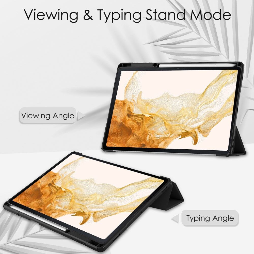 Samsung Galaxy Tab S8 Plus Hoes Tri-Fold Book Case met Standaard Zwart afbeelding 5