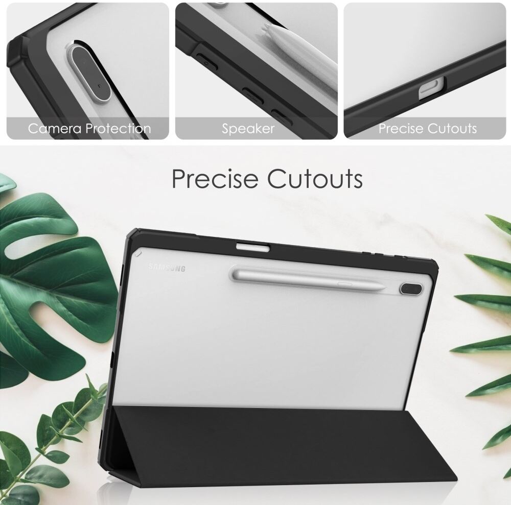 Samsung Galaxy Tab S8 Plus Hoes Tri-Fold Book Case met Standaard Zwart afbeelding 6
