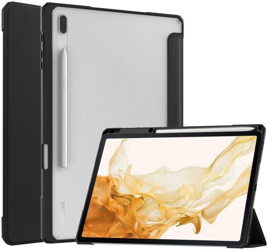 Samsung Galaxy Tab S8 Plus Hoes Tri-Fold Book Case met Standaard Zwart afbeelding 1