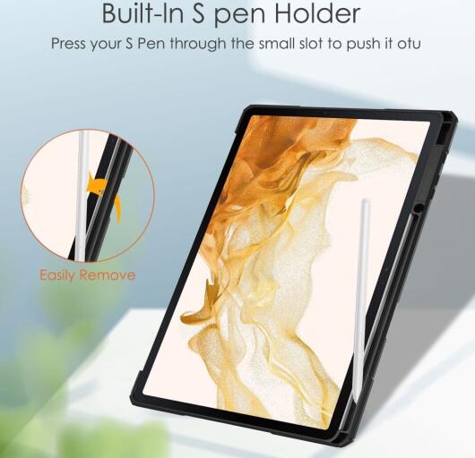 Samsung Galaxy Tab S8 Plus Hoes Tri-Fold Book Case met Standaard Zwart afbeelding 4