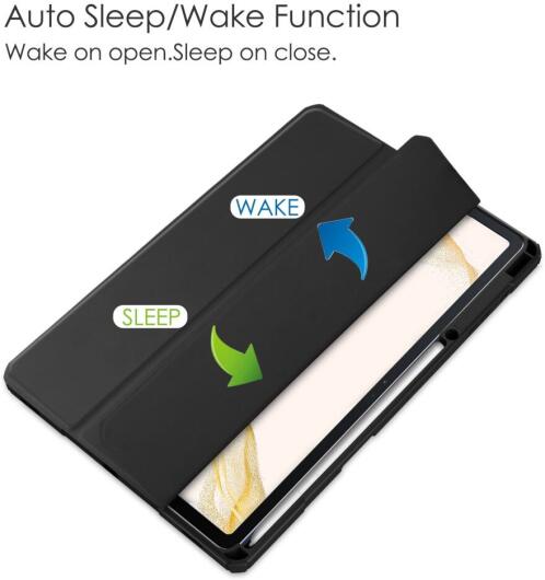 Samsung Galaxy Tab S8 Plus Hoes Tri-Fold Book Case met Standaard Zwart afbeelding 3