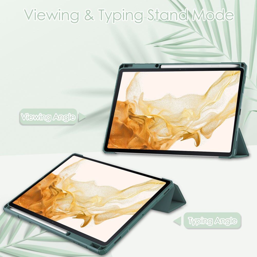 Samsung Galaxy Tab S8 Plus Hoes Tri-Fold Book Case met Standaard Groen afbeelding 5