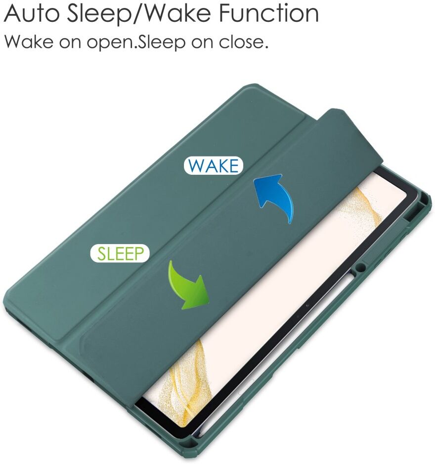 Samsung Galaxy Tab S8 Plus Hoes Tri-Fold Book Case met Standaard Groen afbeelding 3