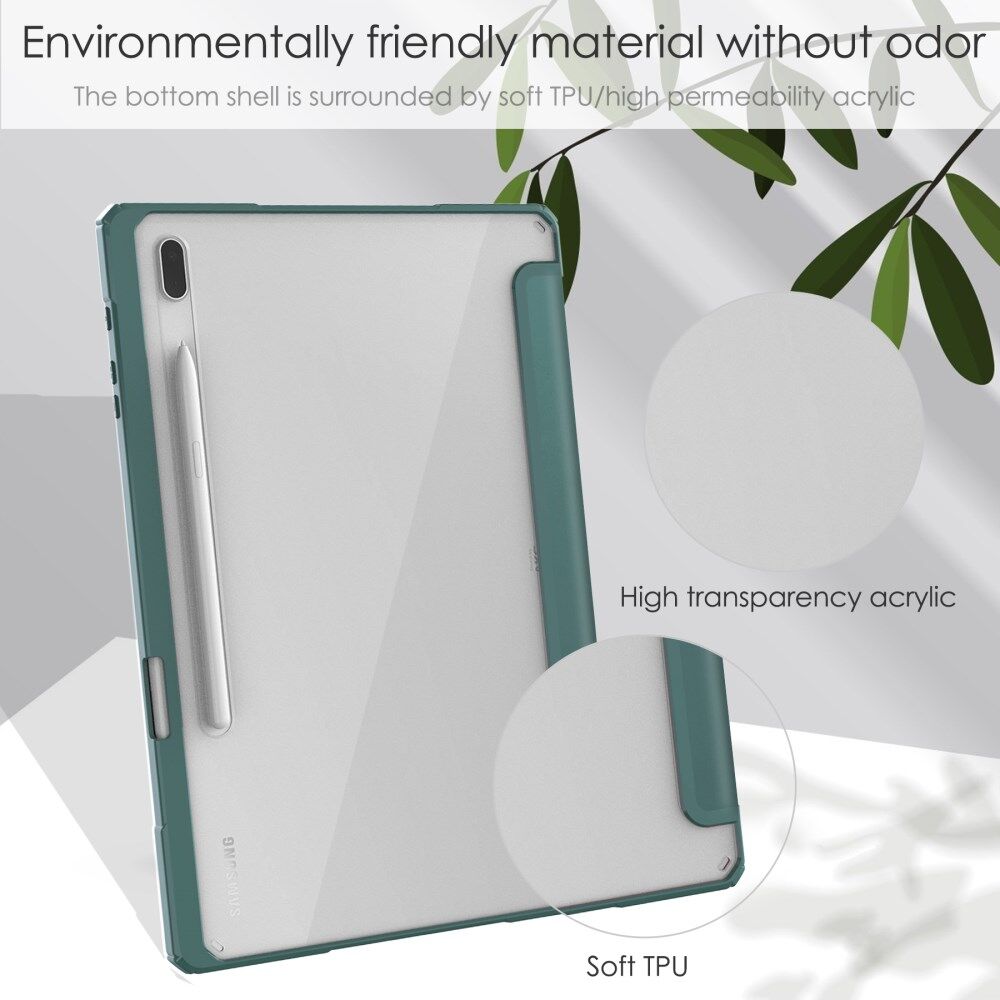 Samsung Galaxy Tab S8 Plus Hoes Tri-Fold Book Case met Standaard Groen afbeelding 8