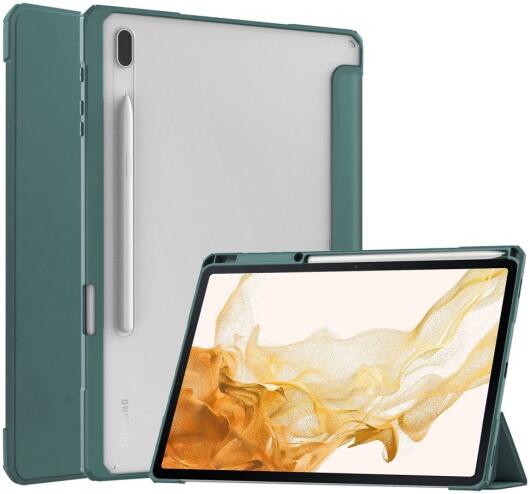 Samsung Galaxy Tab S8 Plus Hoes Tri-Fold Book Case met Standaard Groen afbeelding 1