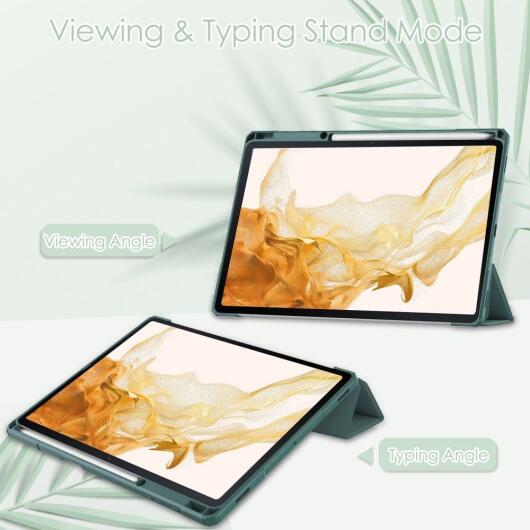 Samsung Galaxy Tab S8 Plus Hoes Tri-Fold Book Case met Standaard Groen afbeelding 5