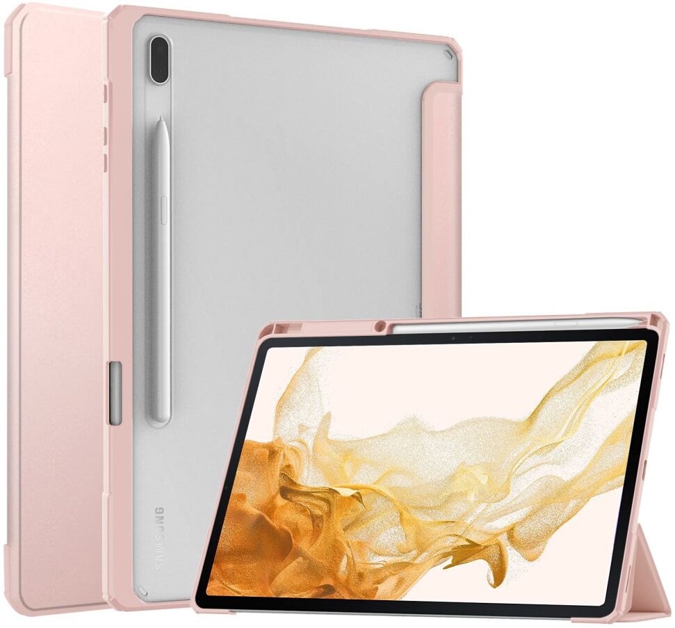 Samsung Galaxy Tab S8 Plus Hoes Tri-Fold Book Case met Standaard Roze afbeelding 1