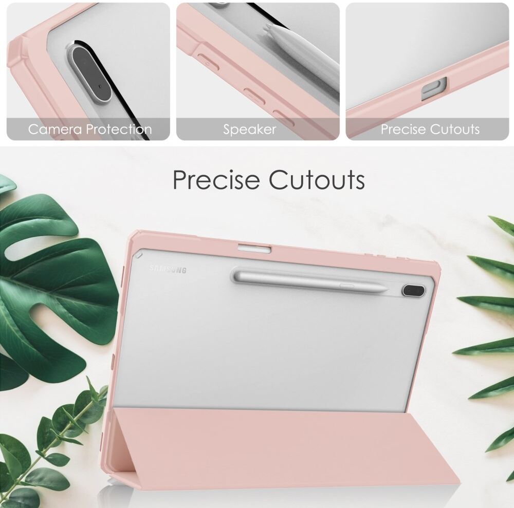 Samsung Galaxy Tab S8 Plus Hoes Tri-Fold Book Case met Standaard Roze afbeelding 6