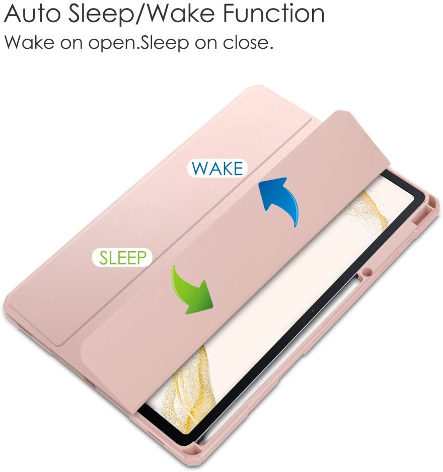 Samsung Galaxy Tab S8 Plus Hoes Tri-Fold Book Case met Standaard Roze afbeelding 3