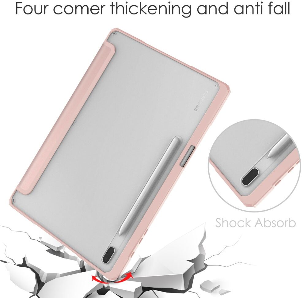 Samsung Galaxy Tab S8 Plus Hoes Tri-Fold Book Case met Standaard Roze afbeelding 2