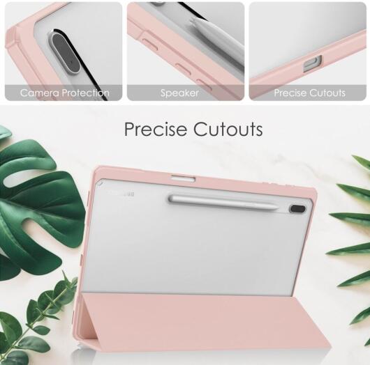 Samsung Galaxy Tab S8 Plus Hoes Tri-Fold Book Case met Standaard Roze afbeelding 6
