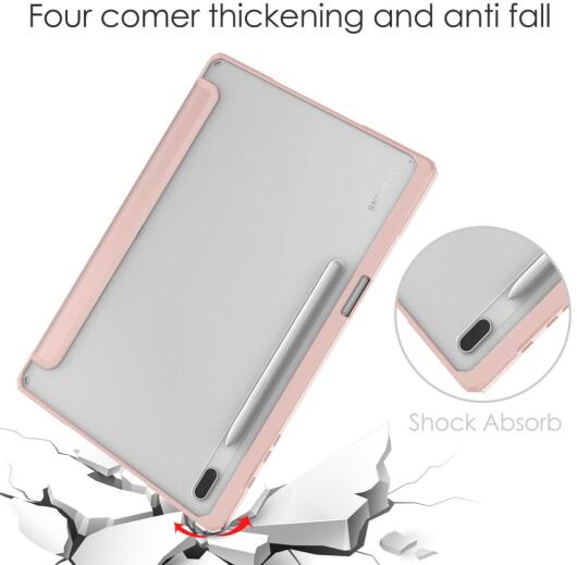 Samsung Galaxy Tab S8 Plus Hoes Tri-Fold Book Case met Standaard Roze afbeelding 2