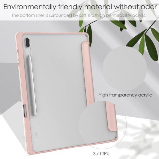 Samsung Galaxy Tab S8 Plus Hoes Tri-Fold Book Case met Standaard Roze afbeelding 8