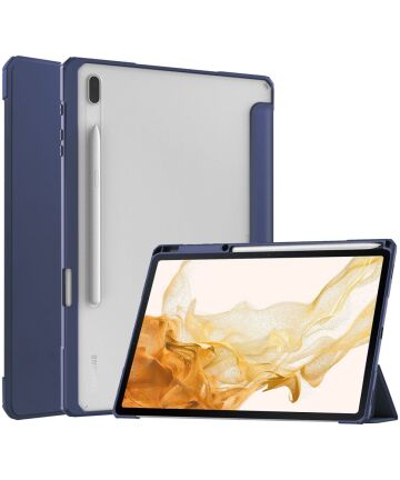 Samsung Galaxy Tab S8 Plus Hoes Tri-Fold Book Case met Standaard Blauw Hoesjes