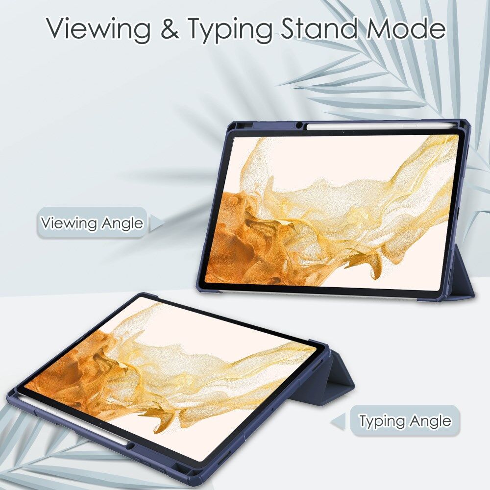 Samsung Galaxy Tab S8 Plus Hoes Tri-Fold Book Case met Standaard Blauw afbeelding 5