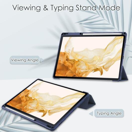 Samsung Galaxy Tab S8 Plus Hoes Tri-Fold Book Case met Standaard Blauw afbeelding 5