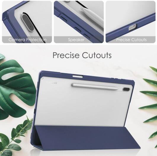 Samsung Galaxy Tab S8 Plus Hoes Tri-Fold Book Case met Standaard Blauw afbeelding 6
